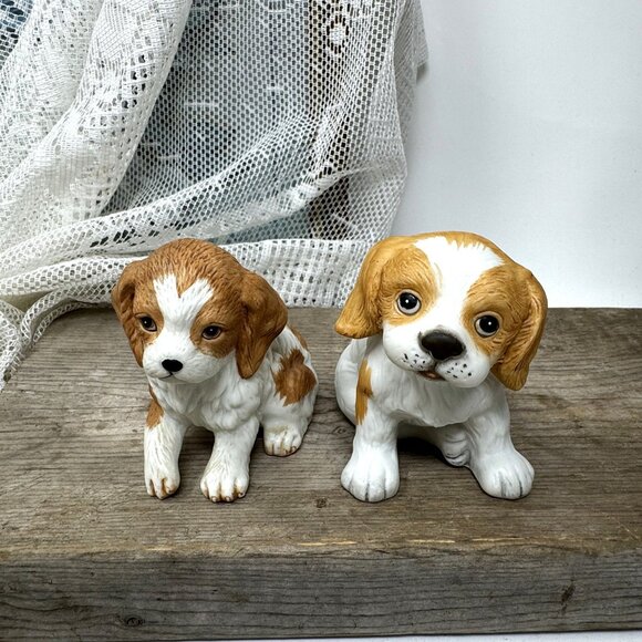Two Vintage Ceramic Puppy Figurines - Hand-Painted Collectibles  Homco Dogs - Picture 8 of 8